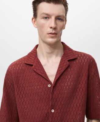 Men's Openwork Detail Cotton Shirt