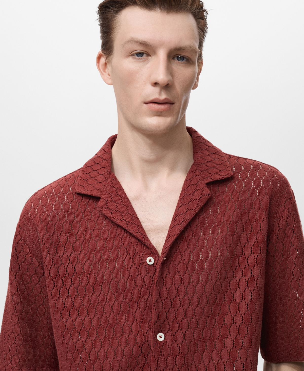 Mango Men's Openwork Detail Cotton Shirt