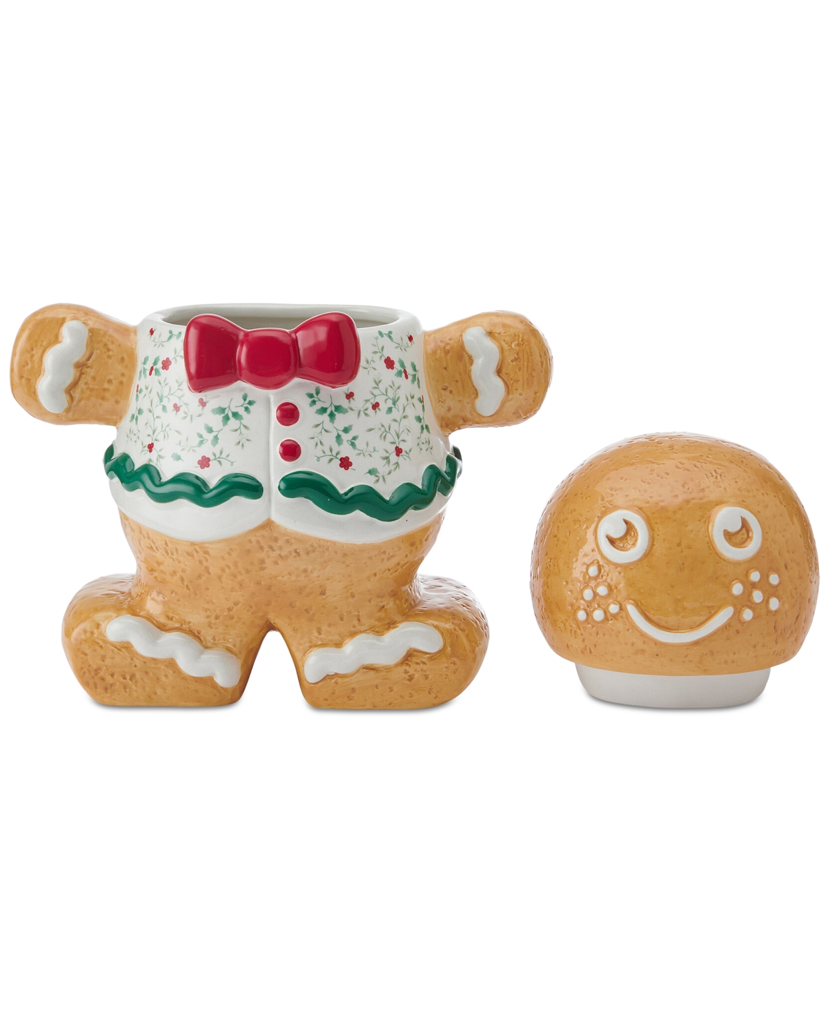 Winterberry Gingerbread Man Cookie Jar In Multi