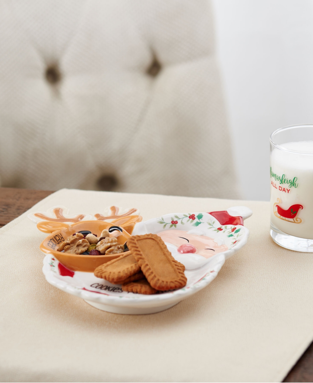Winterberry Santa & Reindeer Cookie Plate In Multi