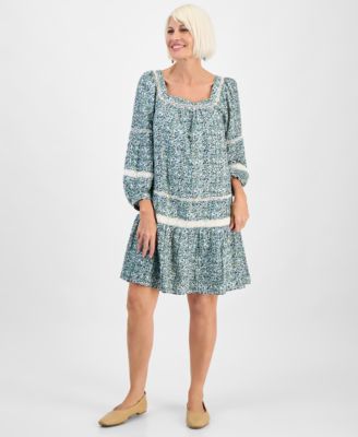 Style & Co - Petite Floral Vines Romantic Lace Dress