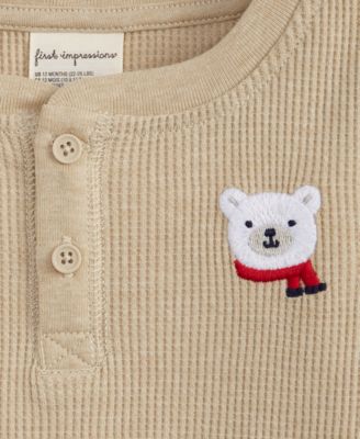 Baby Boys Mix and Match Long-Sleeve Polar Bear Waffle Henley T-Shirt