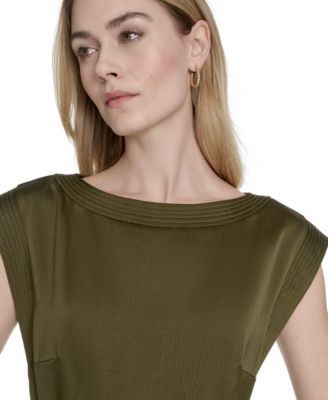 Women's Satin Trapunto-Stitch Midi Dress