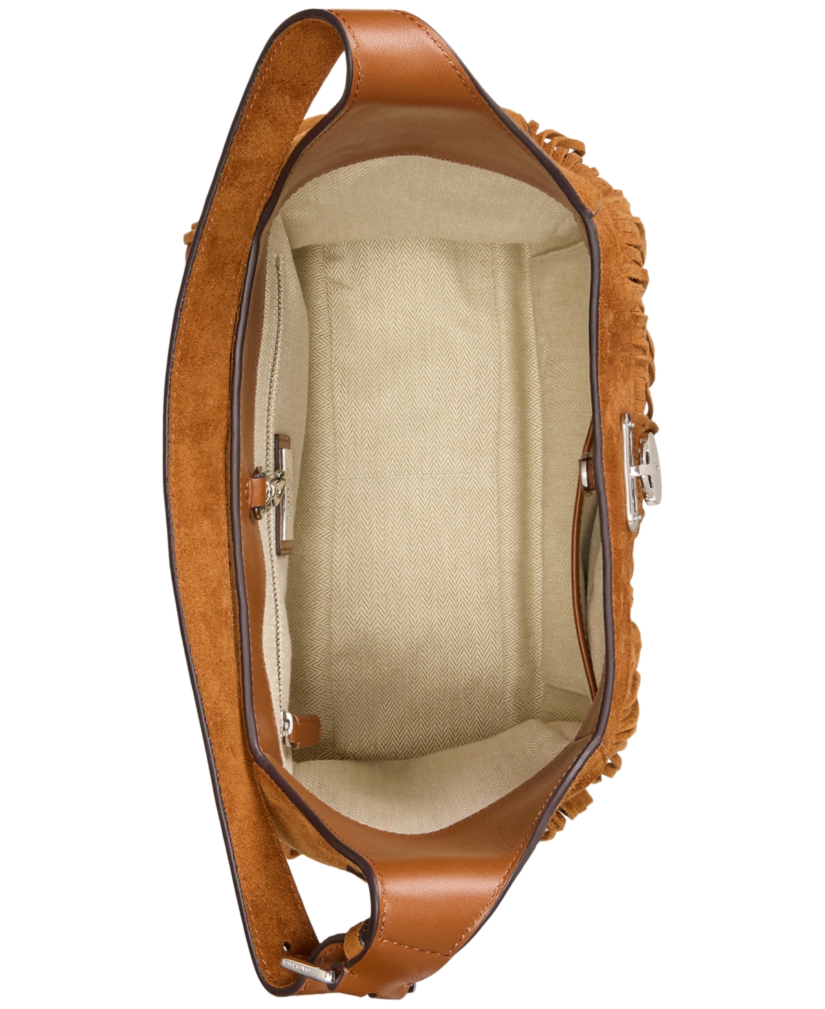 Ralph Lauren Tanner Medium Suede Fringe Shoulder Bag In Brown