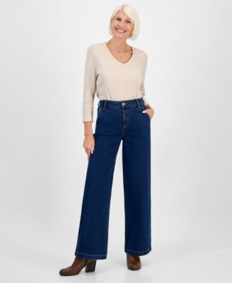 Style & Co - Petite High-Rise Wide-Leg Jeans