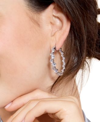 Eliot Danori - Medium Cubic Zirconia Hoop Earrings, 1.62"