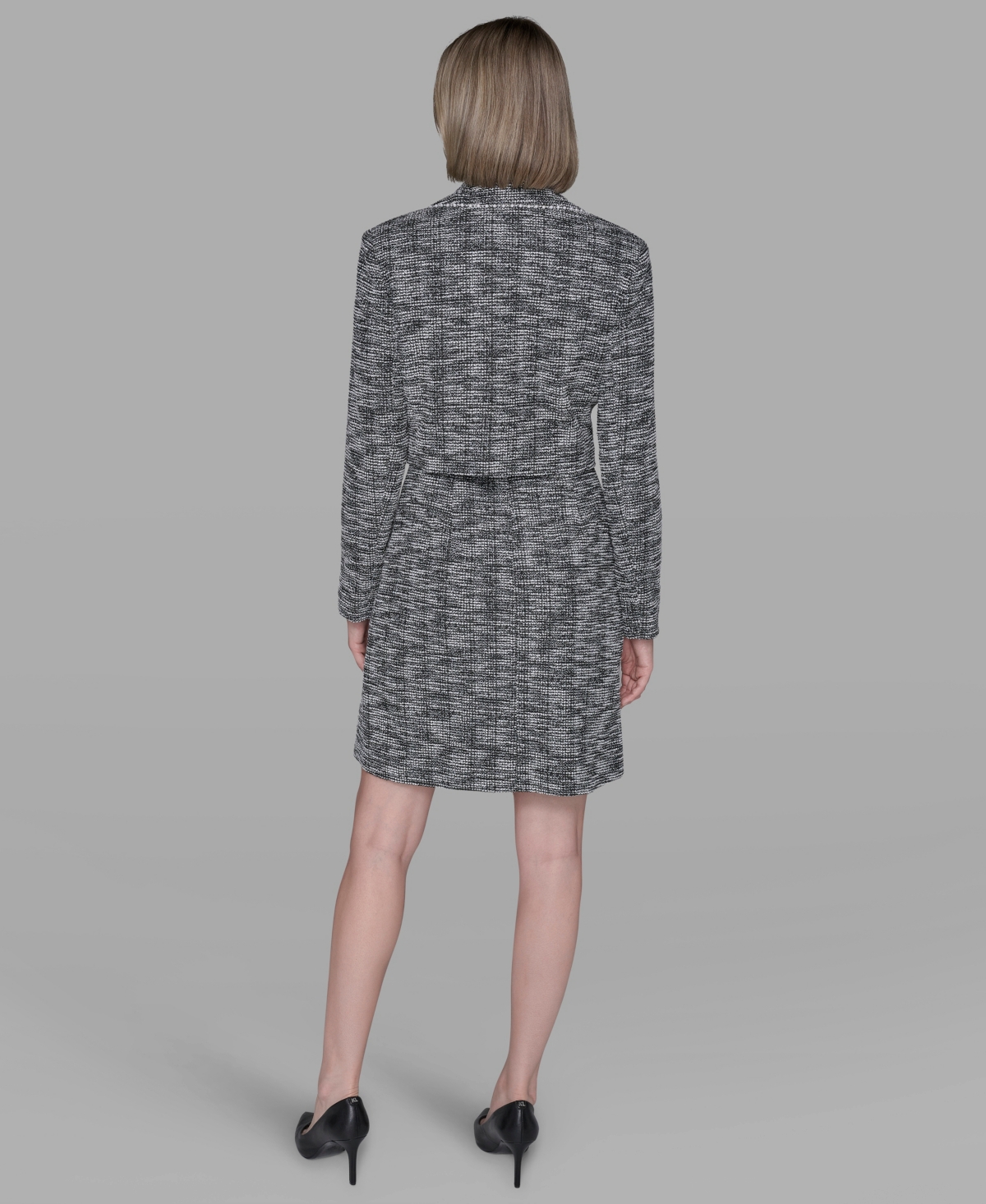 Karl Lagerfeld Paris Women's Metallic Knit Tweed Jacket Dress