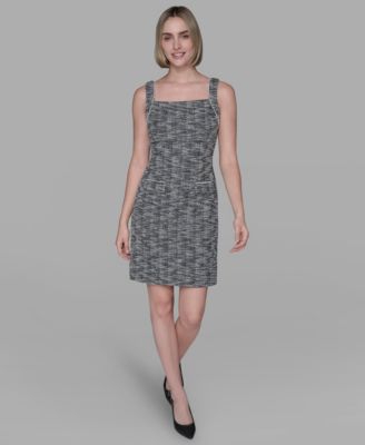KARL LAGERFELD PARIS - Women's Metallic Knit Tweed A-Line Dress