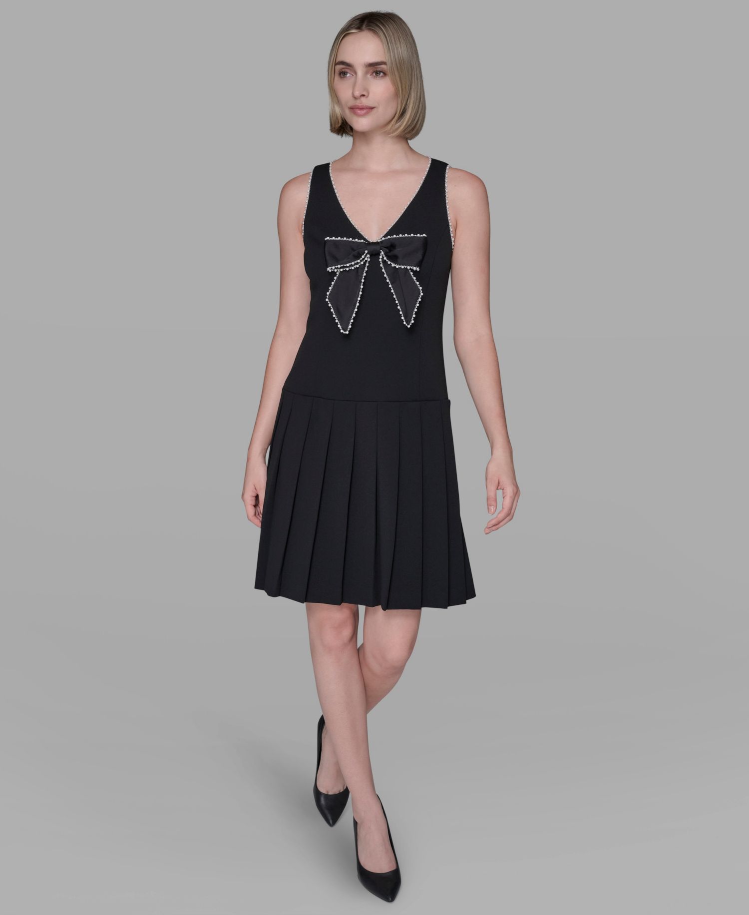 Women's Embellished Bow A-Line Dress