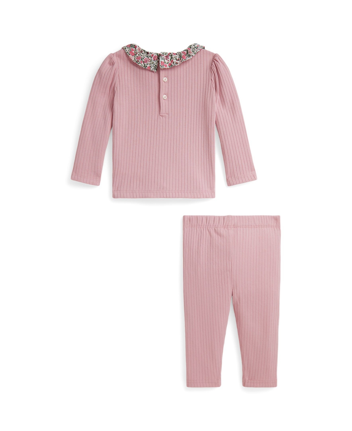 Polo Ralph Lauren Baby Girls 2-piece Rib-knit Long Sleeve Top And Legging Set In Pink