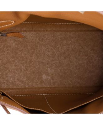 Pre-Owned Hermes Kelly 28 Handbag Brown Togo with Palladium Hardware