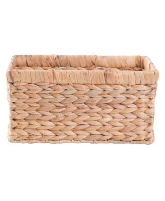 Woven Water Hyacinth Rectangular Storage Bin Basket with Handles
