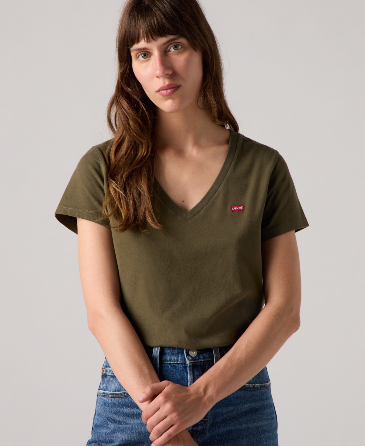 Levi's Women's Perfect Cotton V-neck Short-sleeve T-shirt In Green