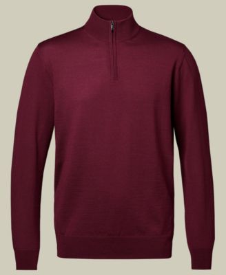 Men's Long Sleeve Quarter-Zip Merino Wool Sweater