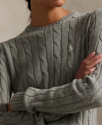 Women's Cable-Knit Cotton Crewneck Sweater