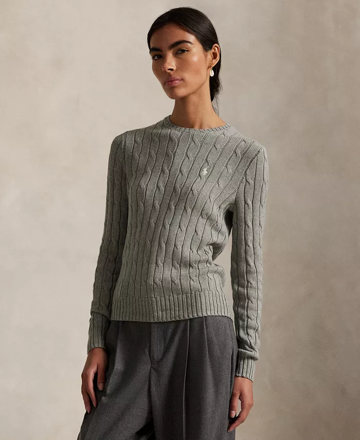 Women's Cable-Knit Cotton Crewneck Sweater