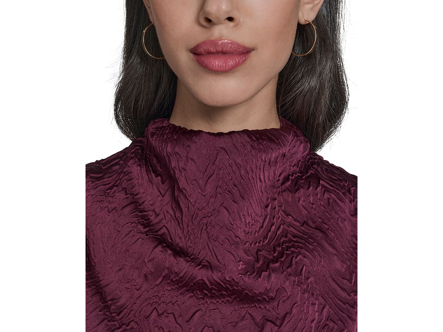 Женское платье Vince Camuto Novelty Knit High Cowl Neck Ruche Waist Bodycon, цвет: Бордовый — фото 4