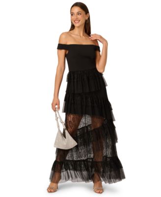 Women's Off-The-Shoulder Layered Lace Gown
