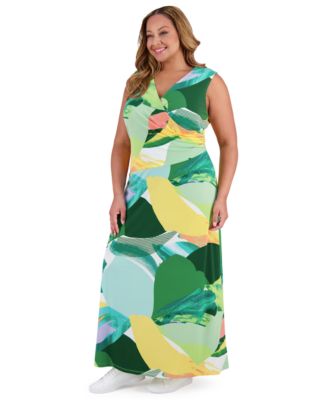 Plus Size Surplice Jersey Maxi Dress