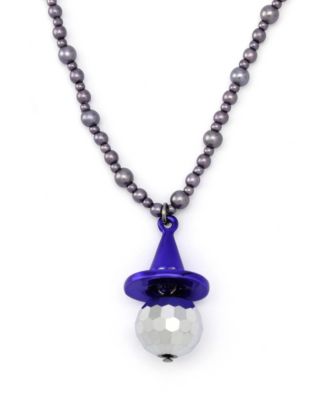 Faux Stone Witch Hat Disco Ball Pendant Layered Necklace