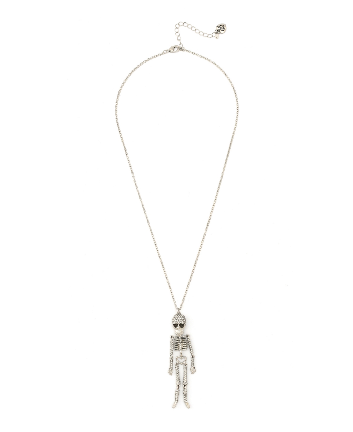 Betsey Johnson Faux Stone Pave Skeleton Pendant Long Necklace In Multi