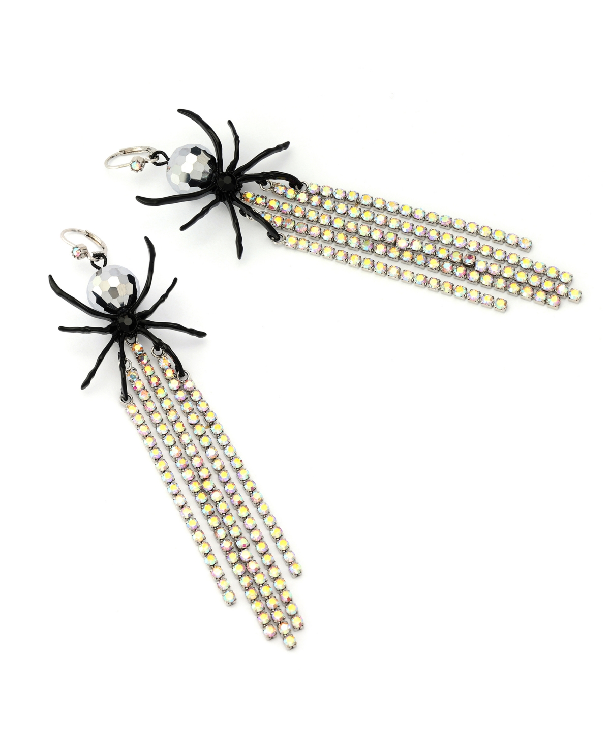 Betsey Johnson Faux Stone Disco Spider Fringe Statement Earrings In Multi