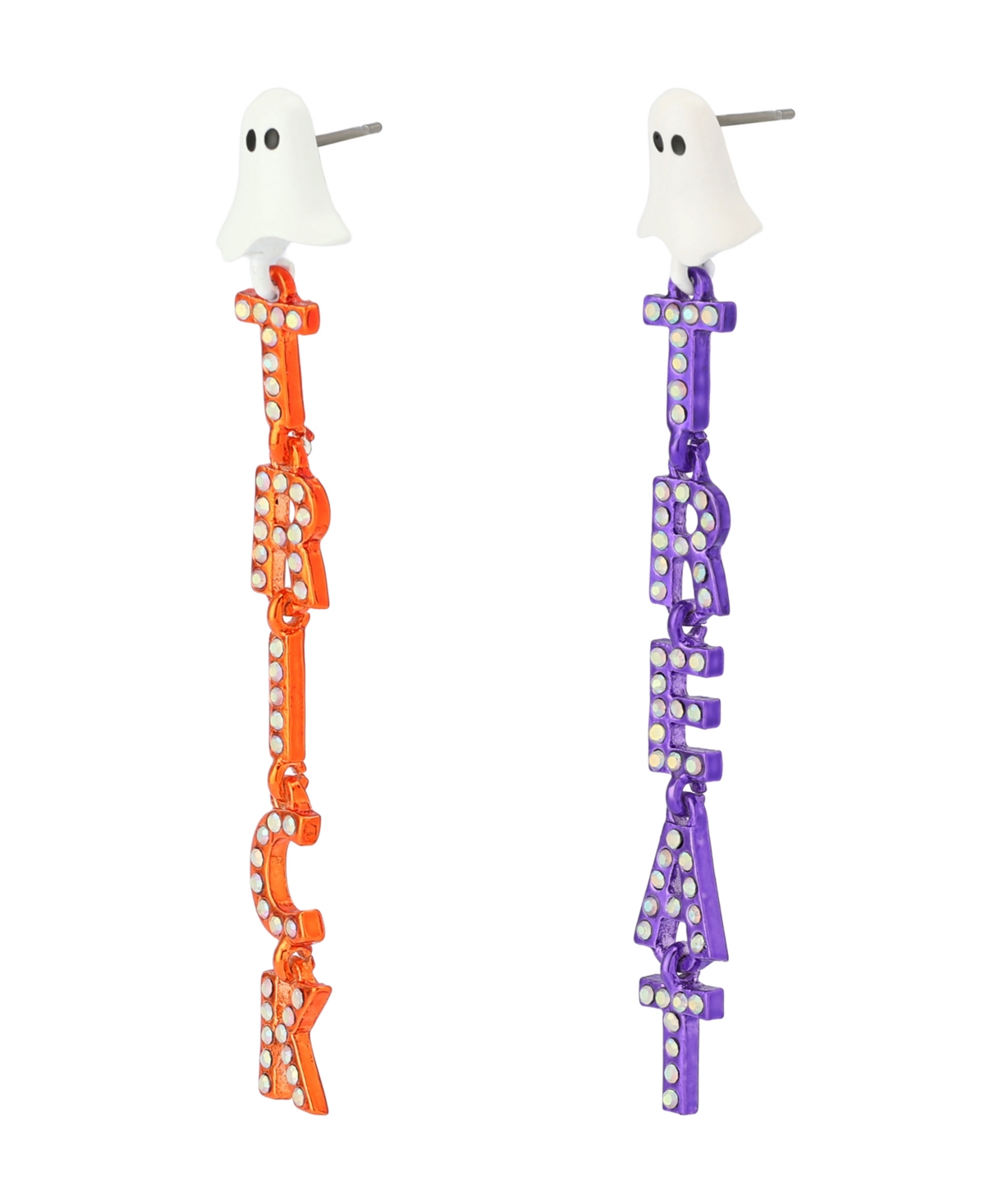 Betsey Johnson Faux Stone Halloween Ghost Trick Or Treat Linear Earrings In Multi