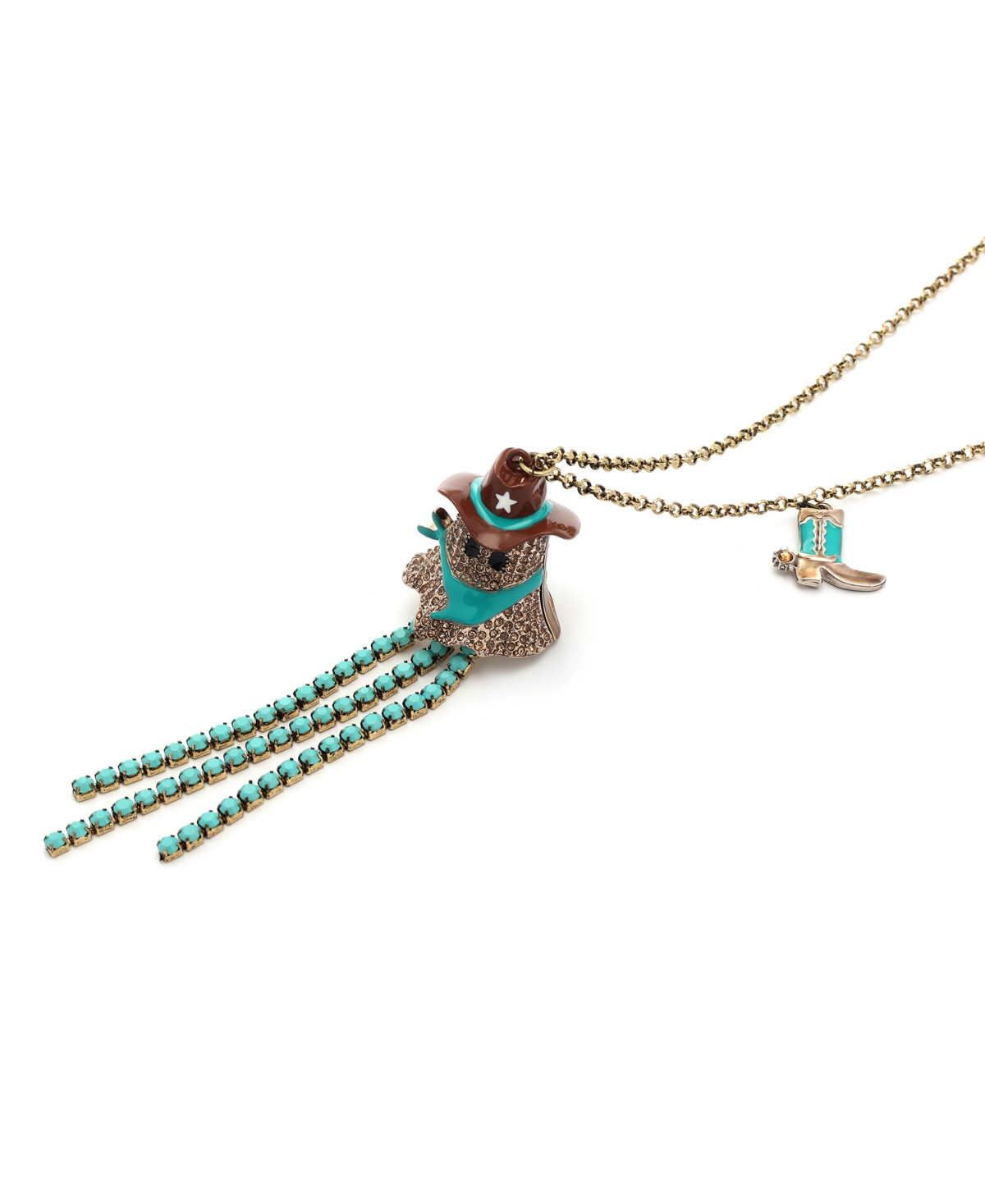 Betsey Johnson Faux Stone Cowboy Ghost Fringe Y-necklace