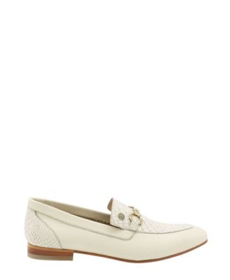 Natural Croc-Embossed Leather Loafers