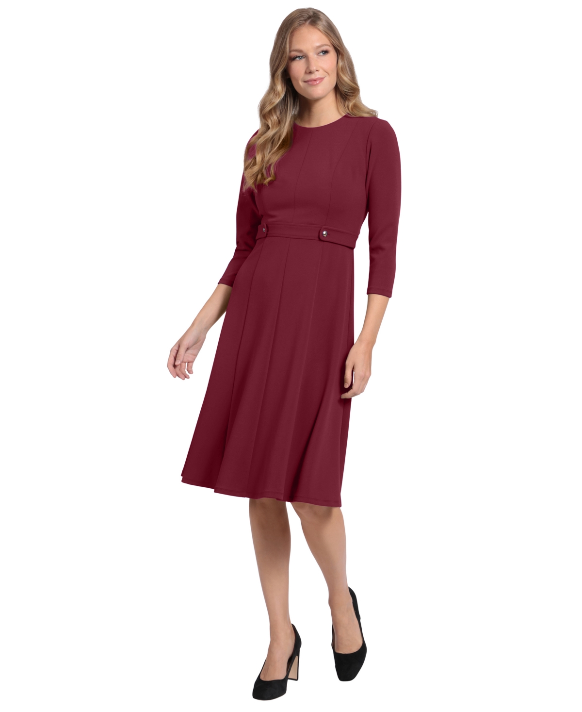 London Times Petite Side-Tab Fit & Flare Dress
