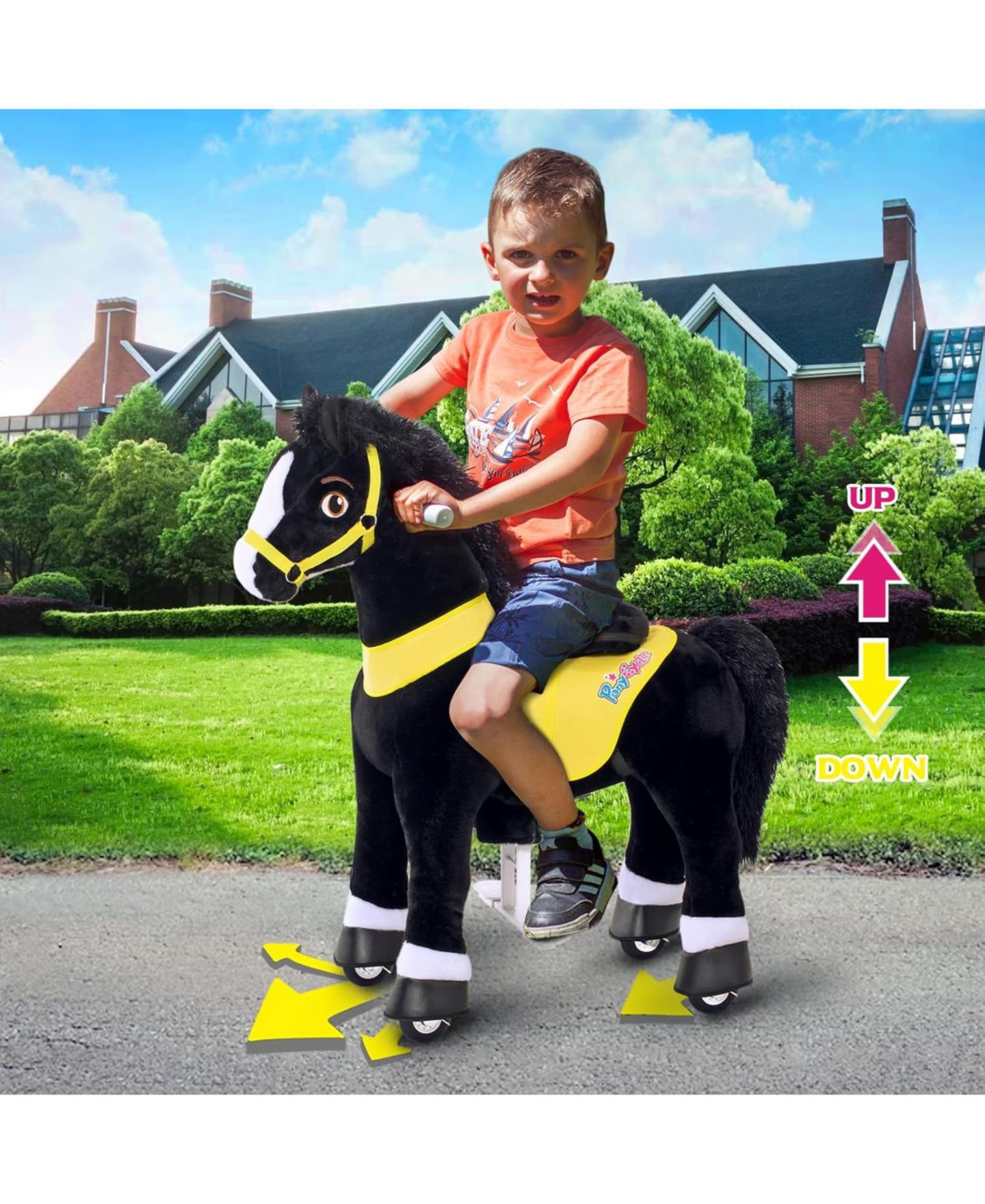 Детская игрушка PonyCycle Model E Size 4 Battery-Free Ride-On Horse with Hand Brake, Ages 4-7, цвет: Чёрный — фото 6