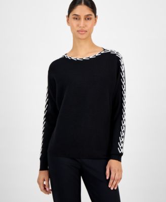 T Tahari - Women's Ribbed Dolman-Sleeve Sweater