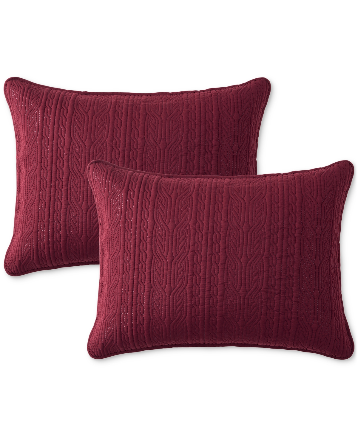 Seventh Studio Cable-knit Pinsonic Microfiber 2-pc. Quilt Set, Twin In Burgundy