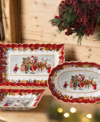 Toy's Fantasy Cake Plate Santa and Kids, Rectangular