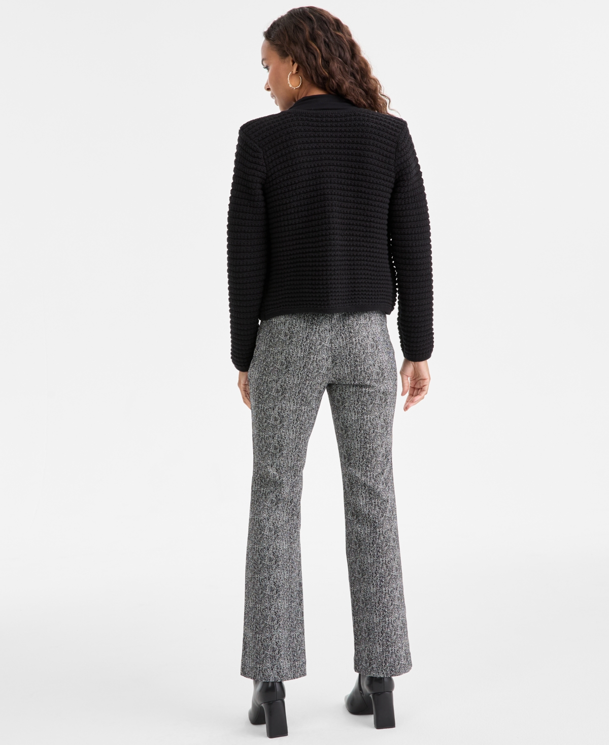 Inc International Concepts Herringbone Bootcut Pants, Petite & Petite Short, Macy's Exclusive In Gray