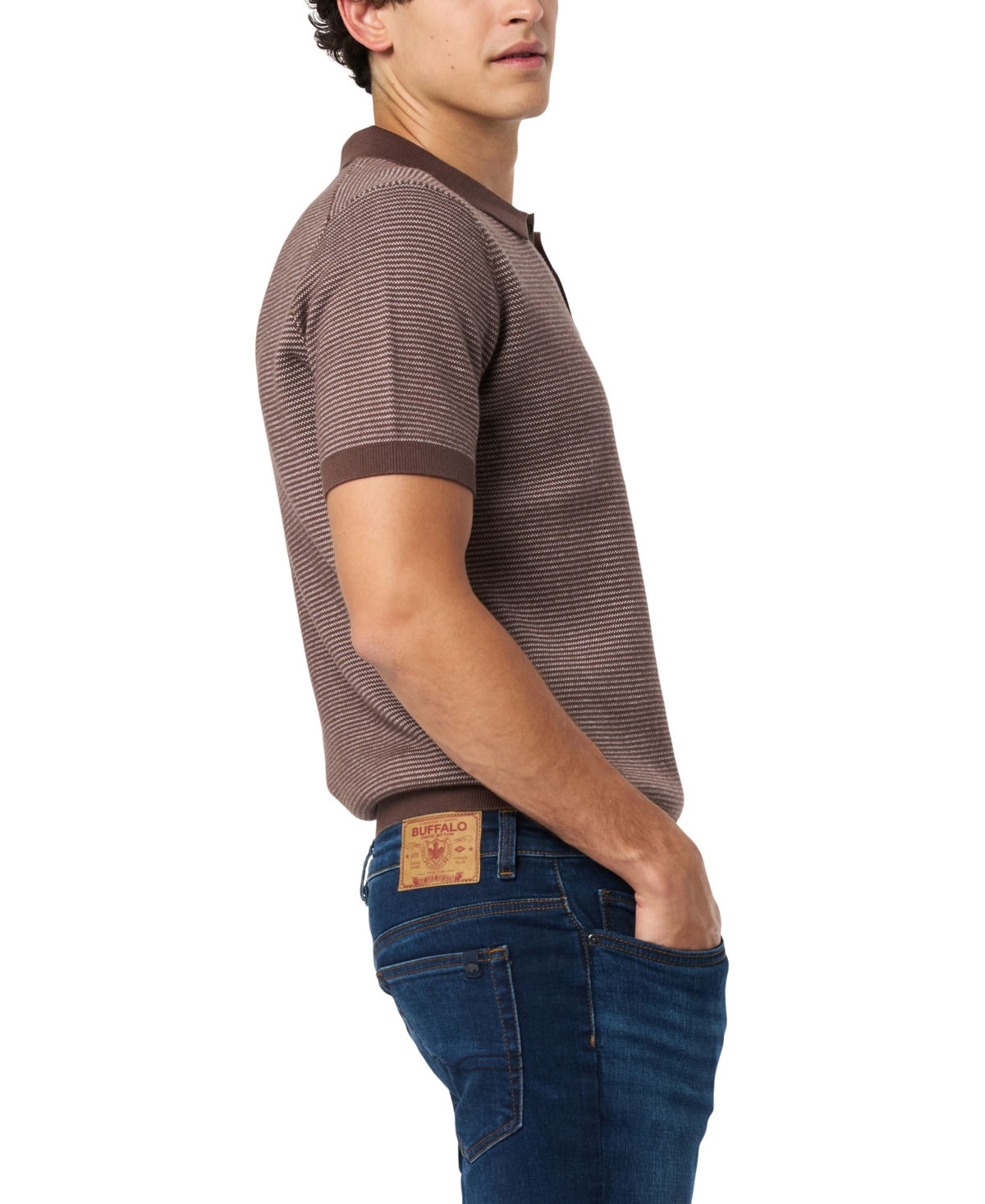 Buffalo David Bitton Men's Walbert Ribbed Polo Shirt In Brown