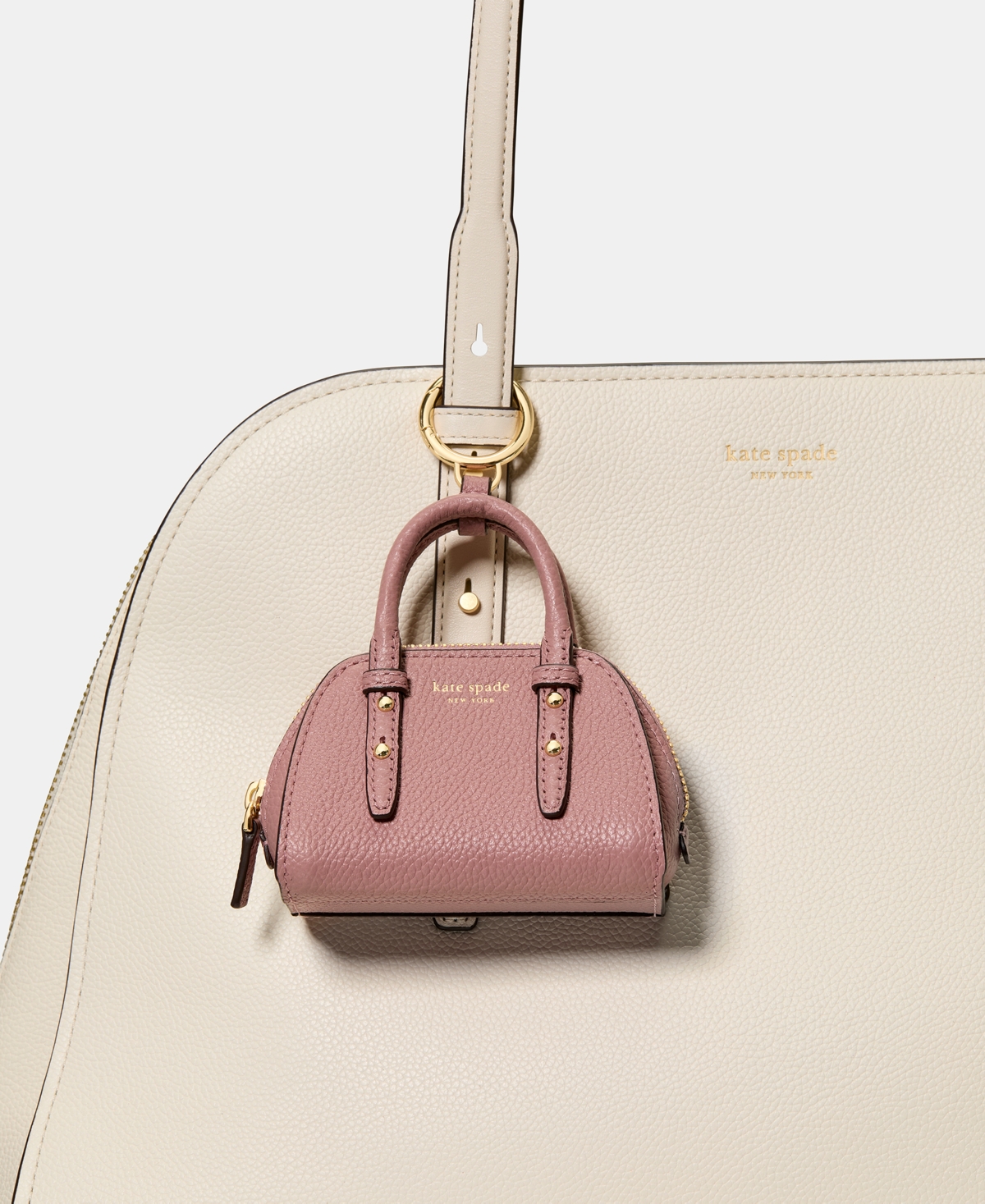 Kate Spade Charmed Pebbled Leather Bag Charm In Pink