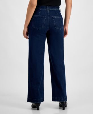 Petite Flat-Front Denim Pants, Created for Macy's