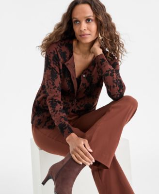 Petite Printed Cardigan, Macy's Exclusive