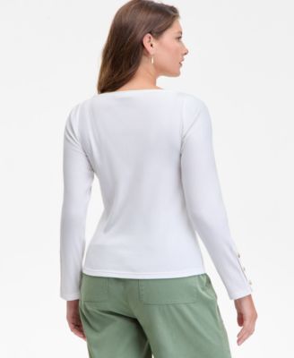 Women's Button-Cuff Boatneck Top, Macy's Exclusive