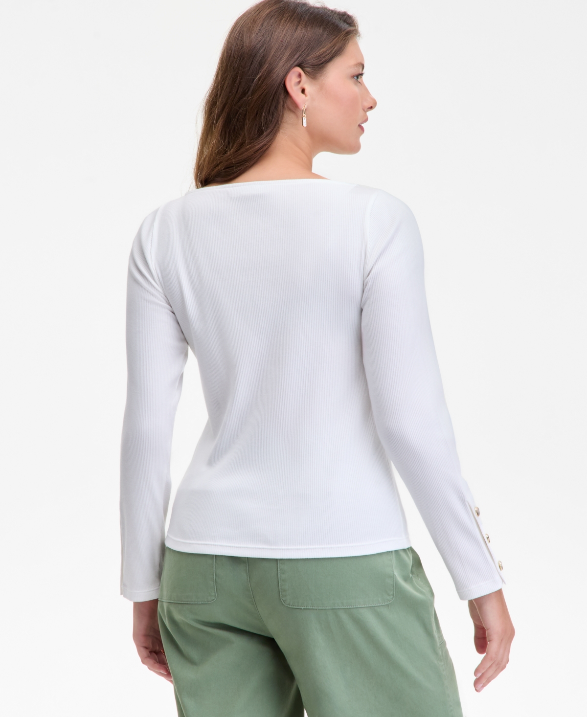 On 34th Women's Button-cuff Boatneck Top, Macy's Exclusive In White