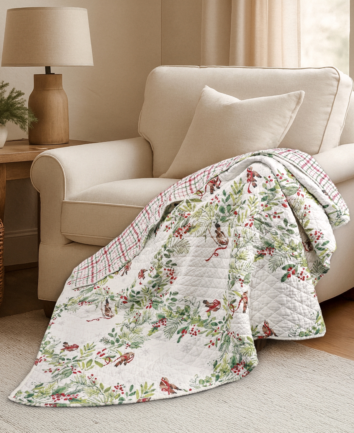 Levtex Tinsel Tidings Reversible Quilted Throw, 50" X 60" In Multi
