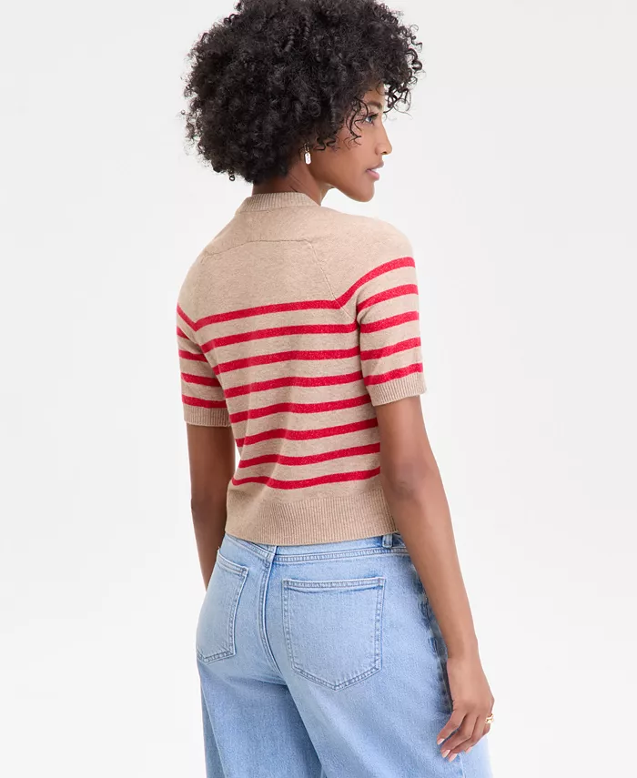 Women's Saddle Short Sleeve Sweater - thumbnail 4