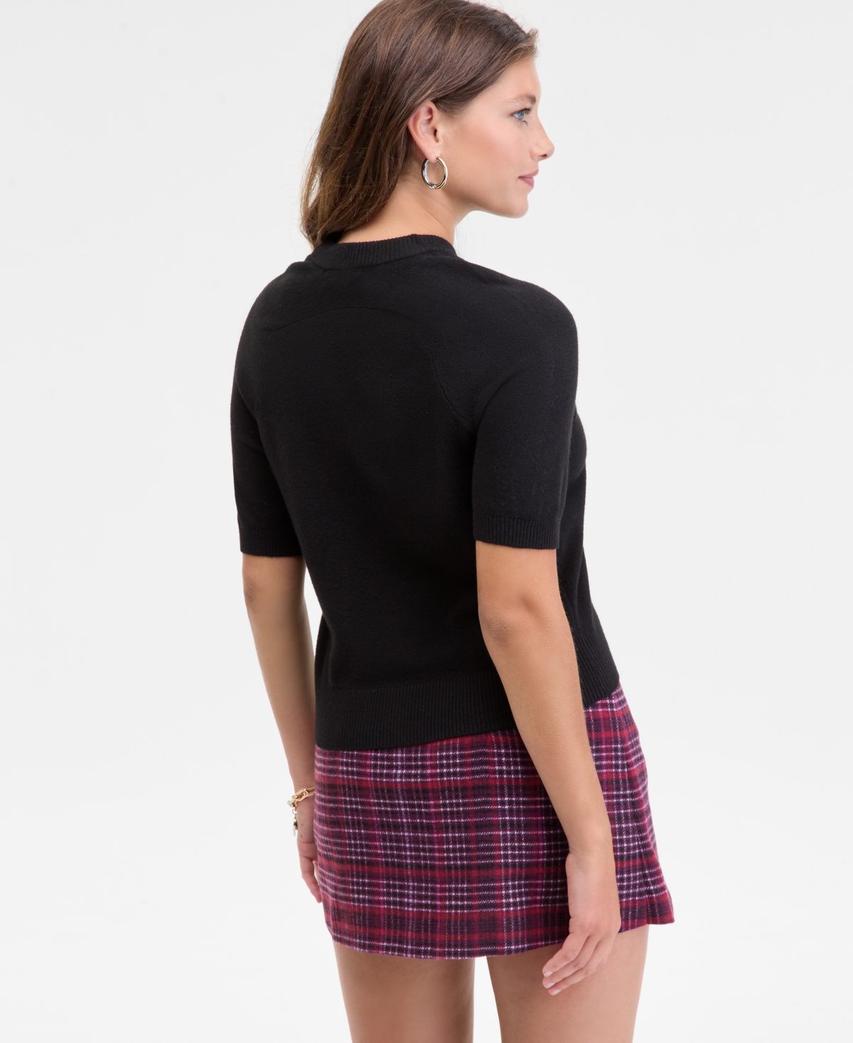 On 34th Women's Saddle Short Sleeve Sweater, Macy's Exclusive In Black