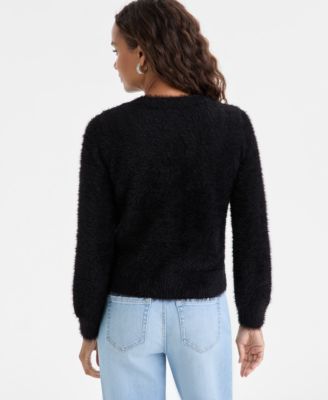 Petite Rhinestone-Button Cardigan