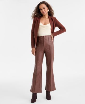 I.N.C. International Concepts - Petite Faux-Leather Flared Pants