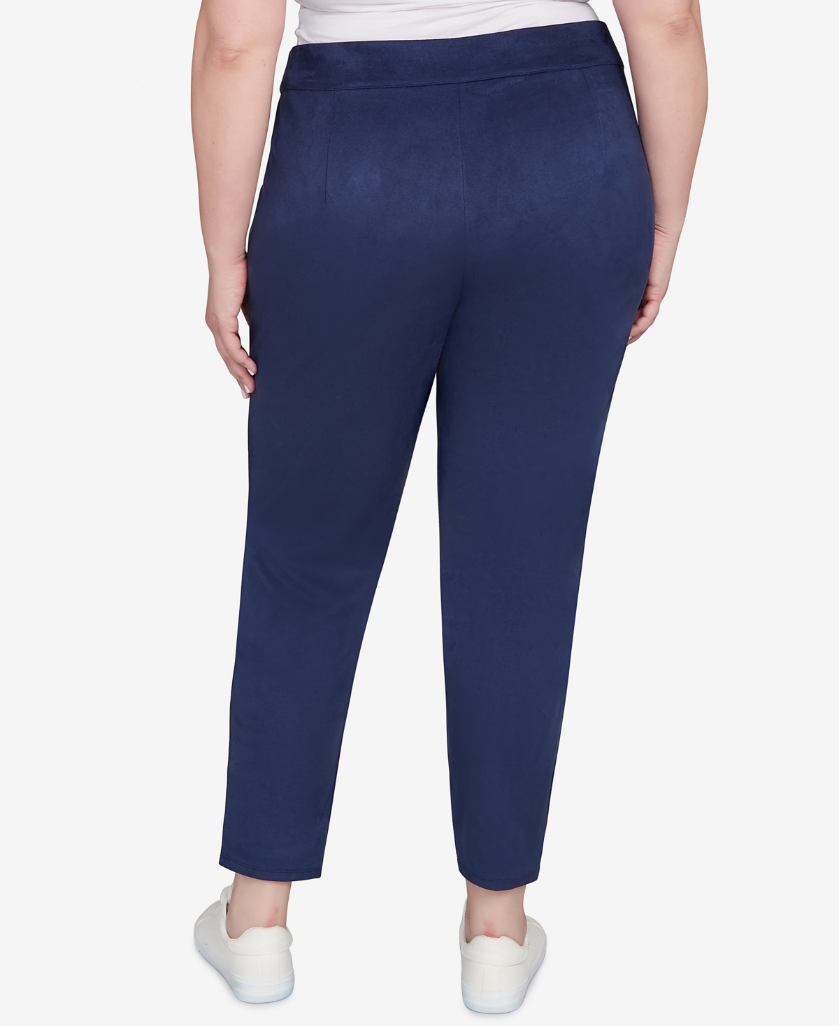 Hearts Of Palm Plus Size Solid Faux Suede Pants In Blue
