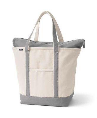 Large 5 Pocket Zip Top Canvas Tote Bag
