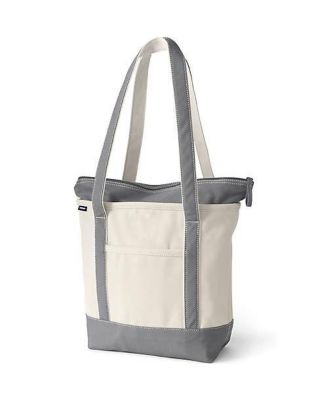 Medium 5 Pocket Zip Top Long Handle Canvas Tote Bag