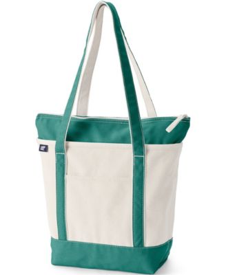 Medium 5 Pocket Zip Top Long Handle Canvas Tote Bag